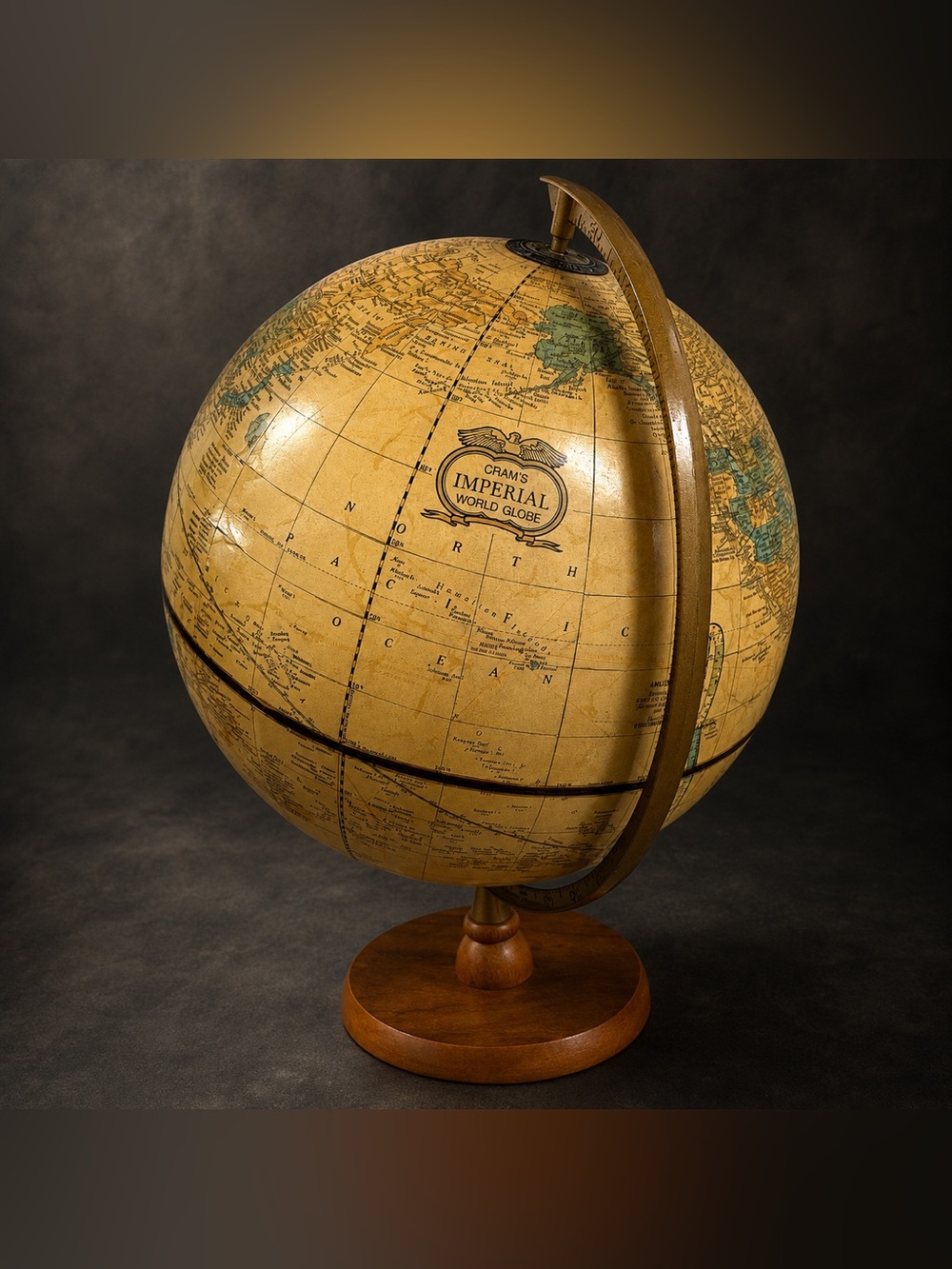 Vintage 1960s Cram’s Imperial 12” World Globe Wood Base Raised Relief USA